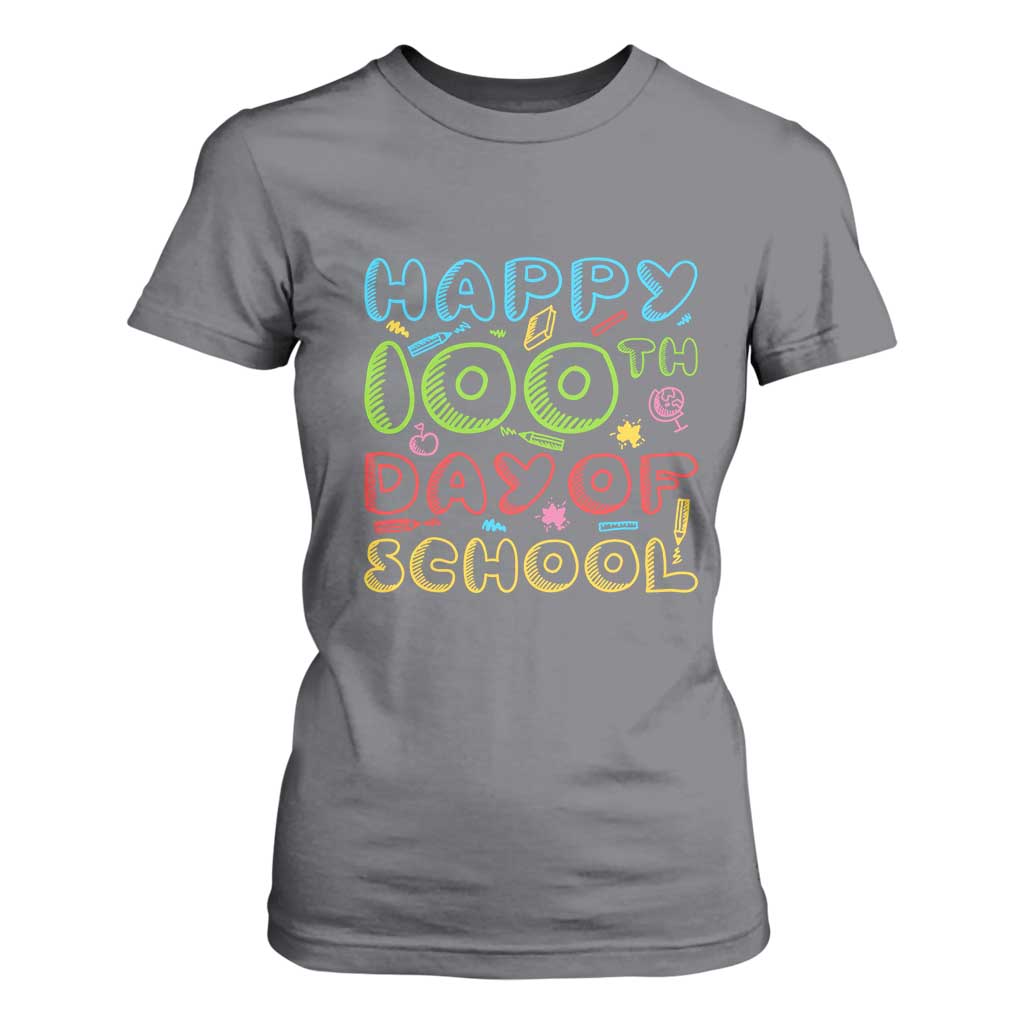 Happy 100 Days of School T Shirt For Women 100th Day Funny Milestone Celebration