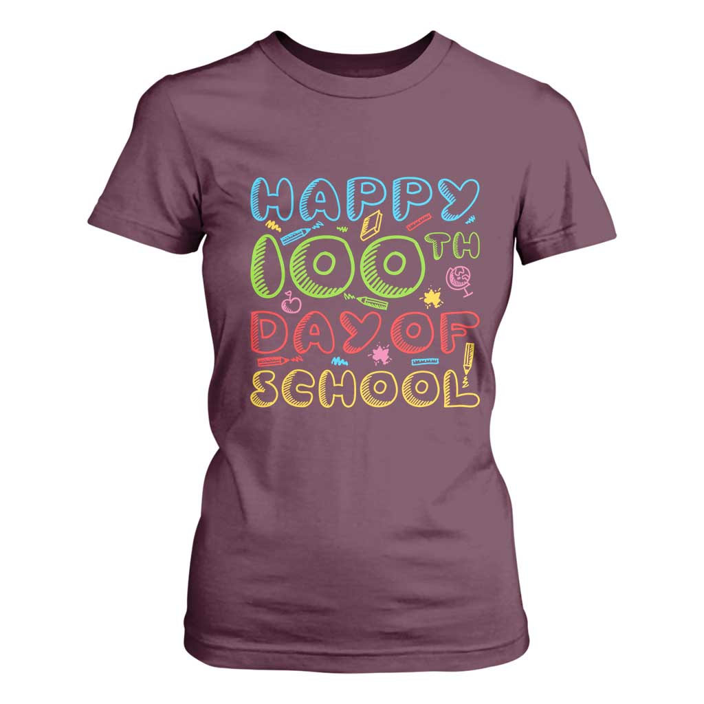Happy 100 Days of School T Shirt For Women 100th Day Funny Milestone Celebration