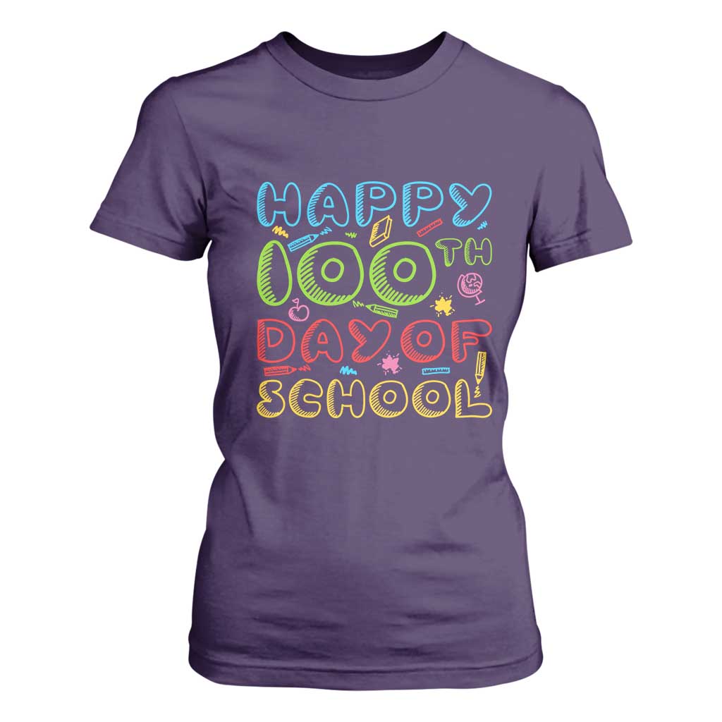 Happy 100 Days of School T Shirt For Women 100th Day Funny Milestone Celebration
