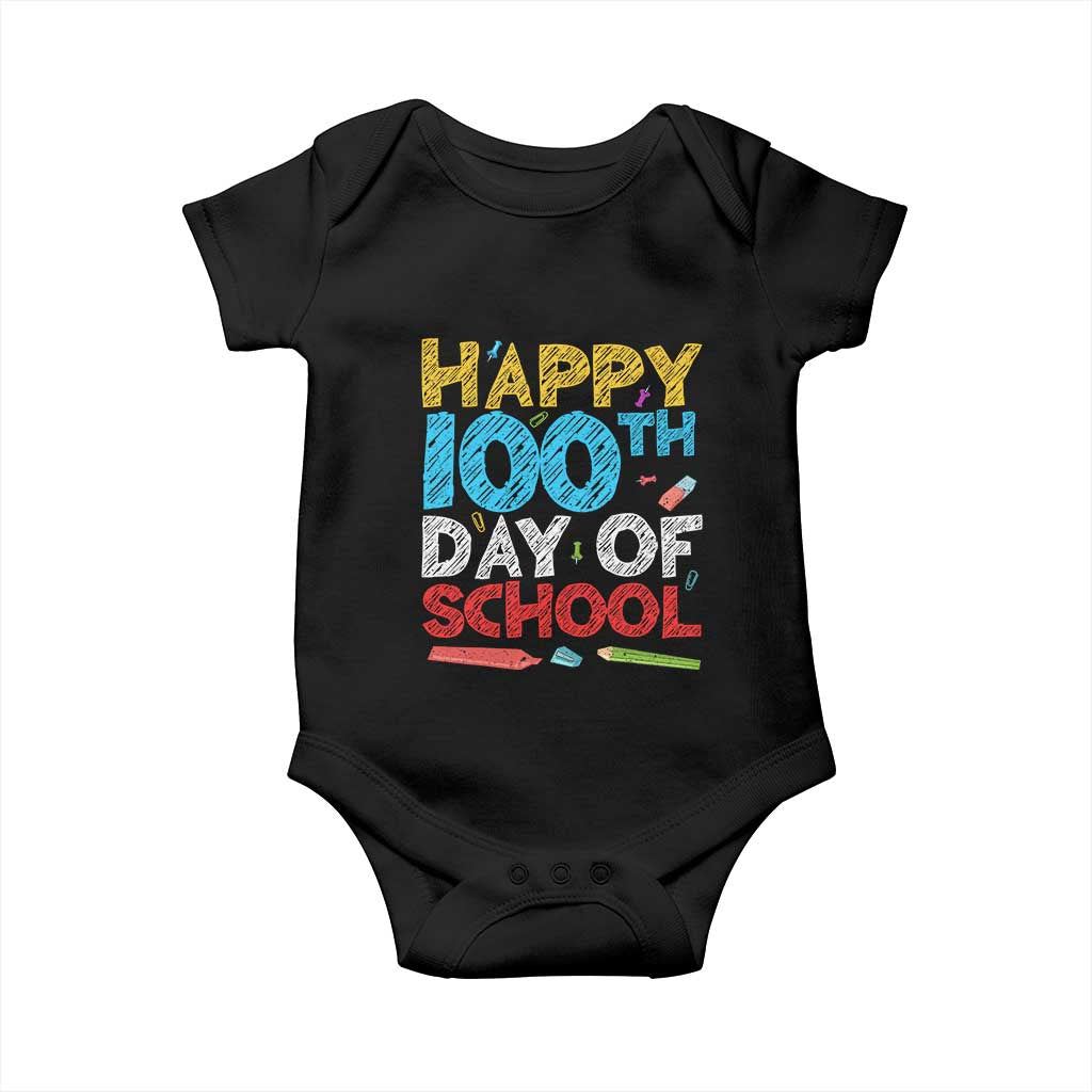 100 Days of School Celebration Baby Onesie Happy 100th Day Student Teacher Gift TS01 Black Print Your Wear
