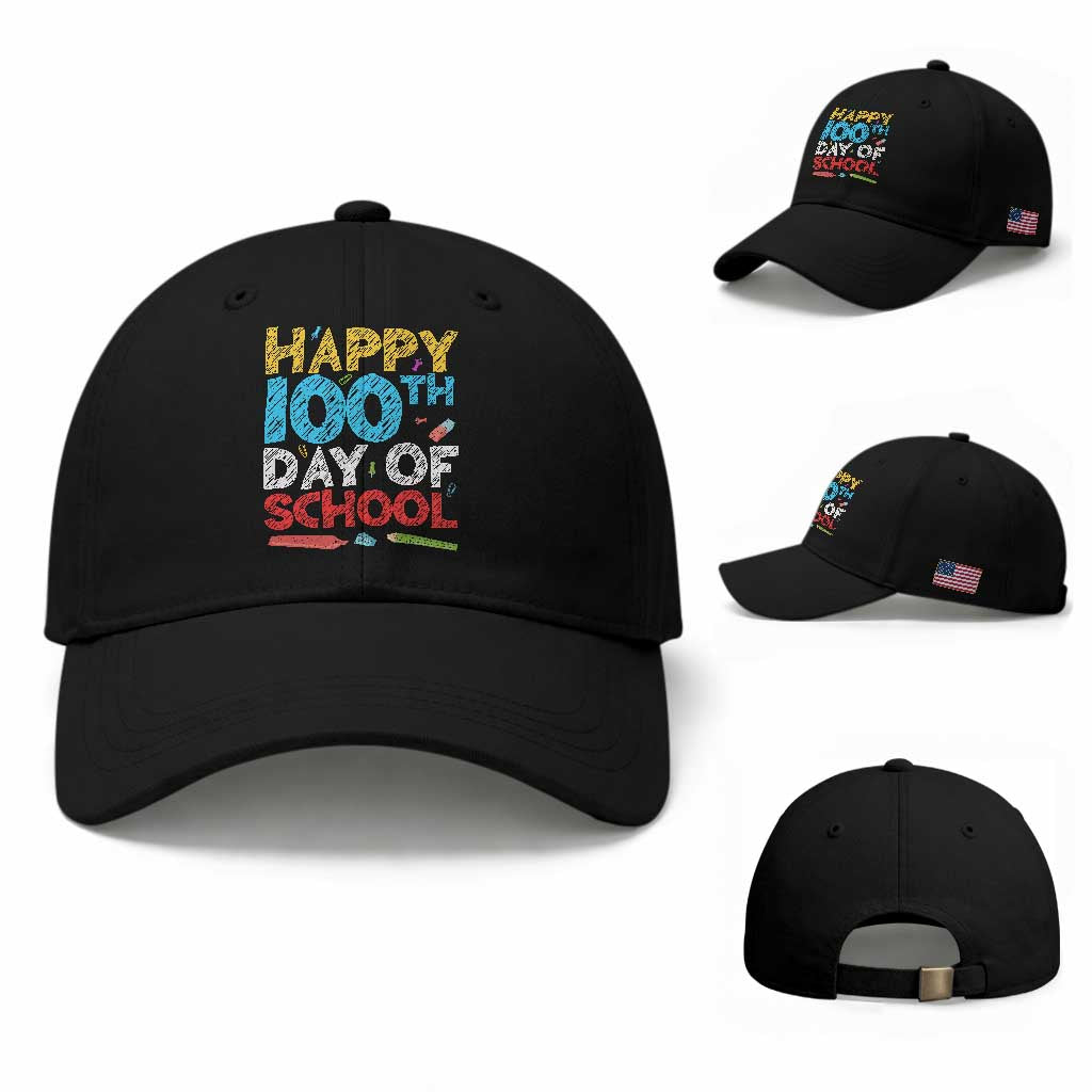 100 Days of School Celebration Baseball Cap Happy 100th Day Student Teacher Gift