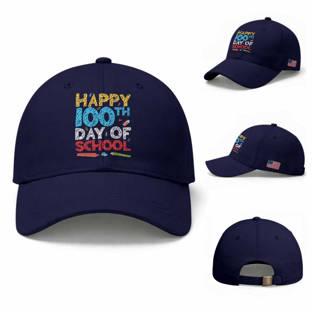 100 Days of School Celebration Baseball Cap Happy 100th Day Student Teacher Gift