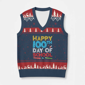 100 Days of School Celebration V-Neck Knit Sweater Vest Happy 100th Day Student Teacher Gift