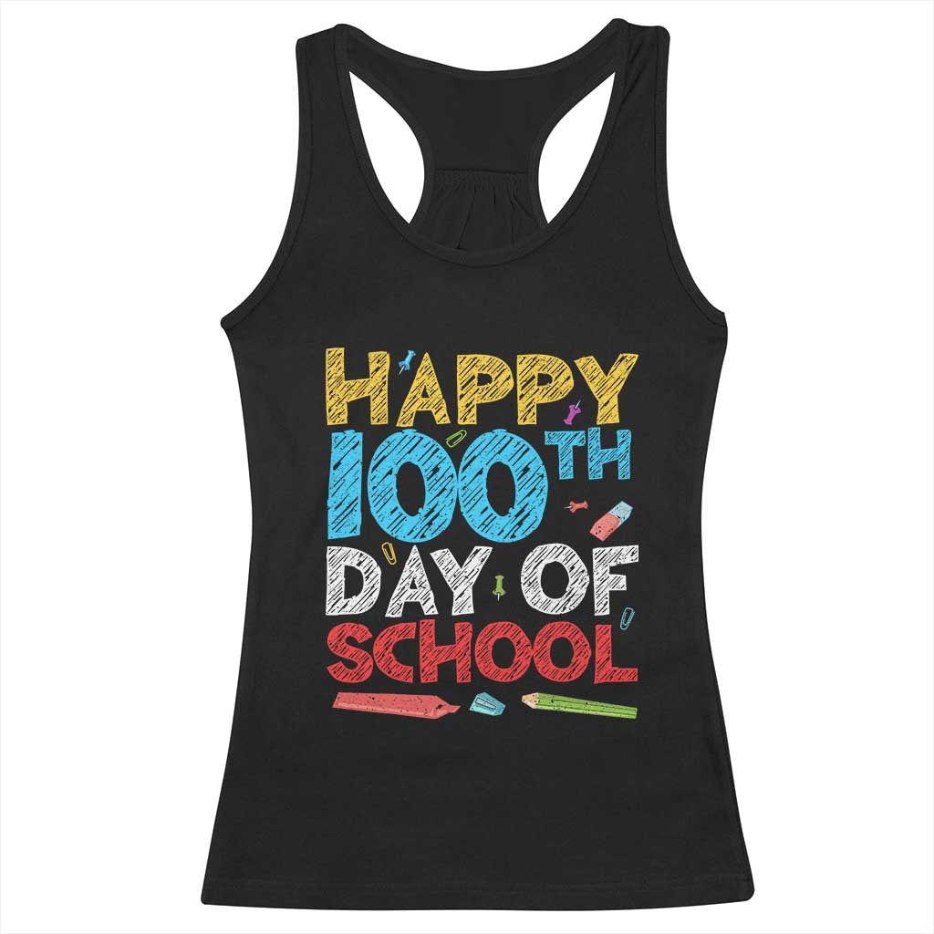 100 Days of School Celebration Racerback Tank Top Happy 100th Day Student Teacher Gift