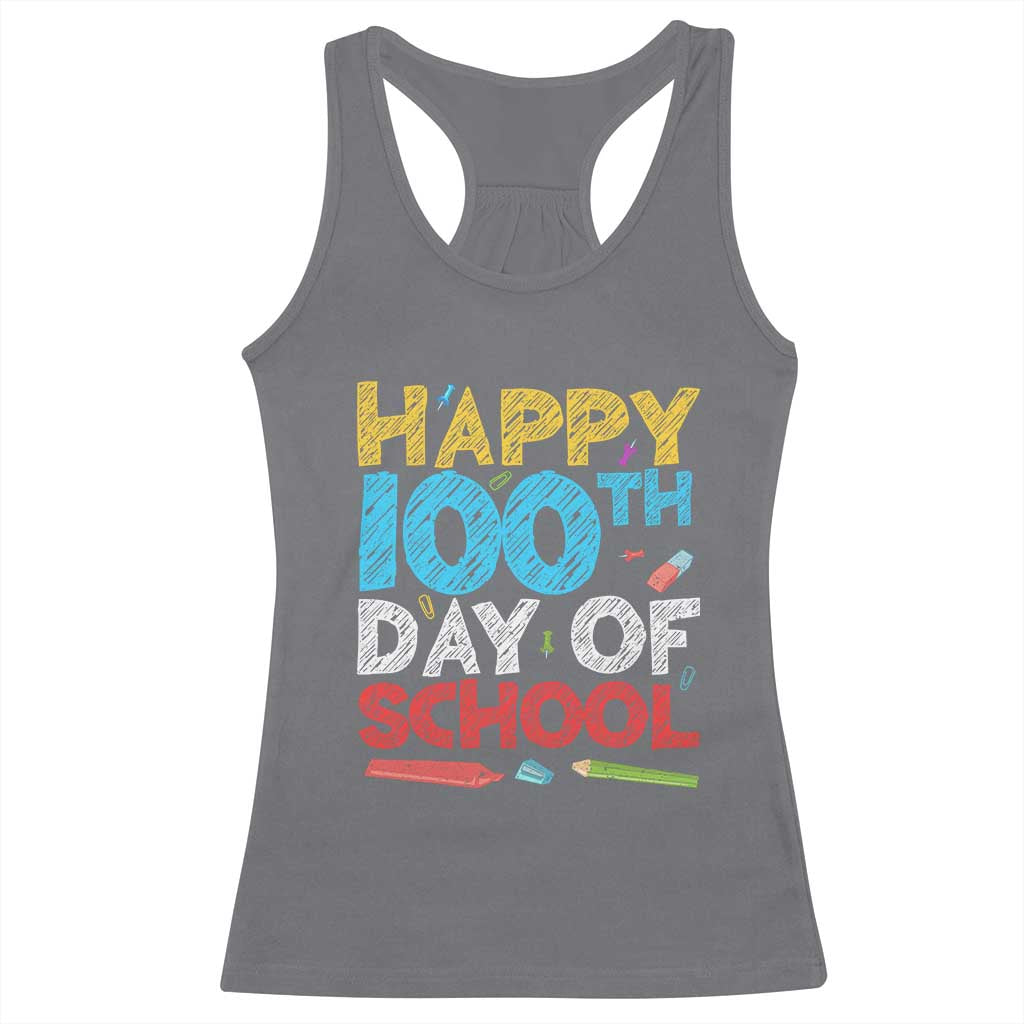 100 Days of School Celebration Racerback Tank Top Happy 100th Day Student Teacher Gift