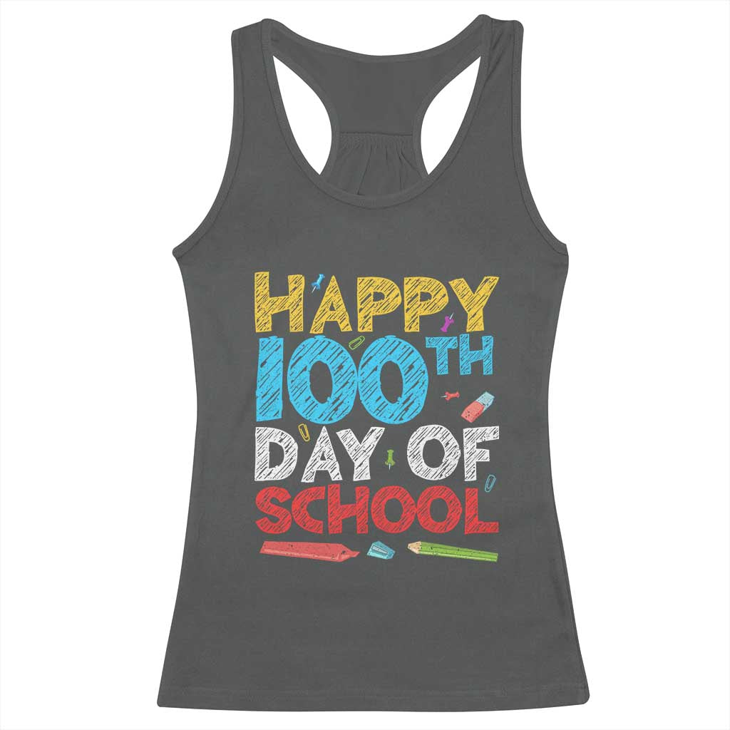 100 Days of School Celebration Racerback Tank Top Happy 100th Day Student Teacher Gift