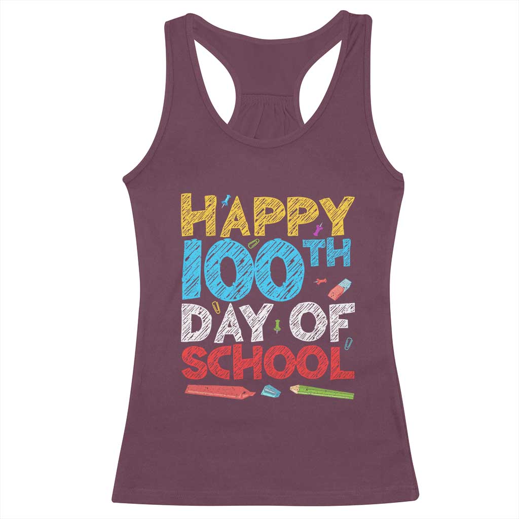 100 Days of School Celebration Racerback Tank Top Happy 100th Day Student Teacher Gift