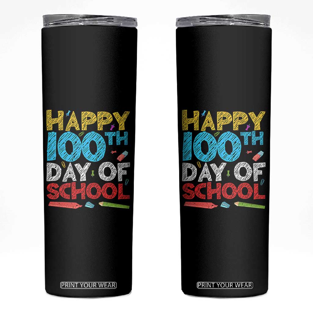 100 Days of School Celebration Skinny Tumbler Happy 100th Day Student Teacher Gift