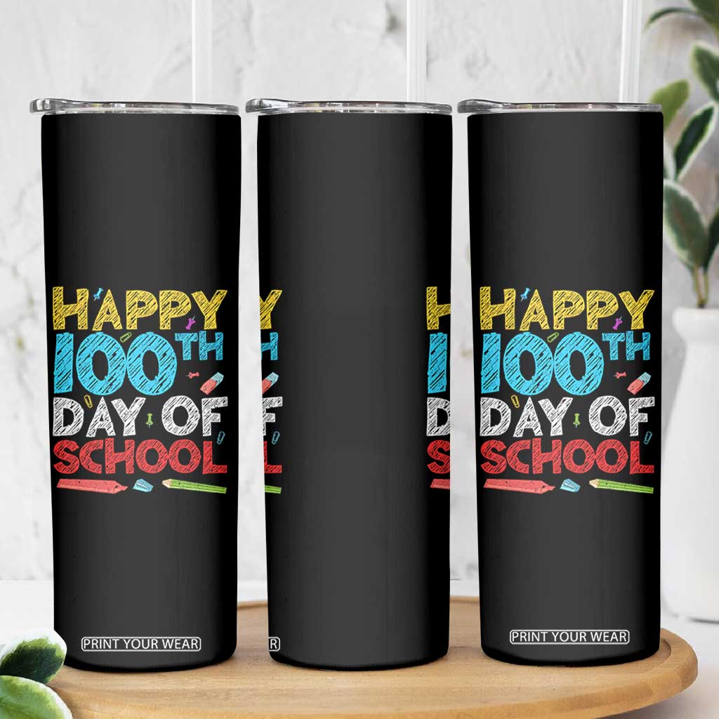 100 Days of School Celebration Skinny Tumbler Happy 100th Day Student Teacher Gift