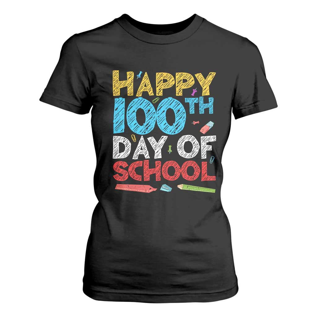100 Days of School Celebration T Shirt For Women Happy 100th Day Student Teacher Gift TS01 Black Print Your Wear