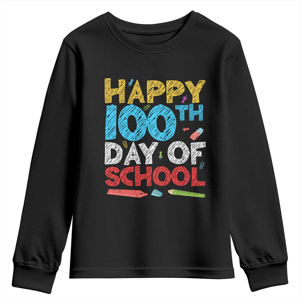 100 Days of School Celebration Youth Sweatshirt Happy 100th Day Student Teacher Gift TS01 Black Print Your Wear