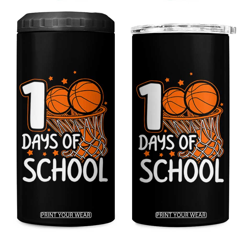 100 Days of Rocking School Basketball 4 in 1 Can Cooler Tumbler Cool Kids Sports Gift