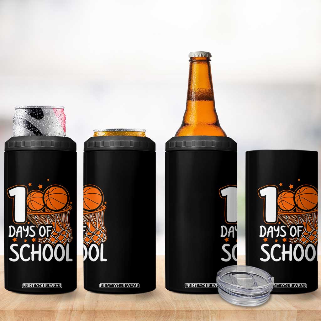 100 Days of Rocking School Basketball 4 in 1 Can Cooler Tumbler Cool Kids Sports Gift