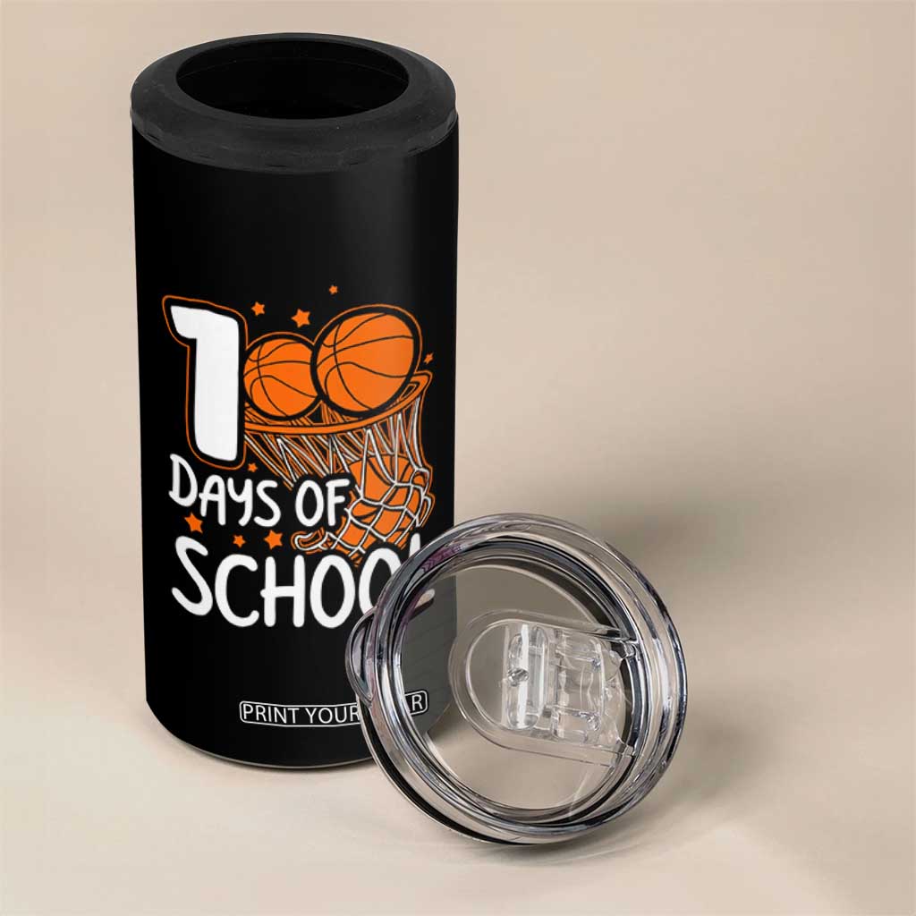 100 Days of Rocking School Basketball 4 in 1 Can Cooler Tumbler Cool Kids Sports Gift