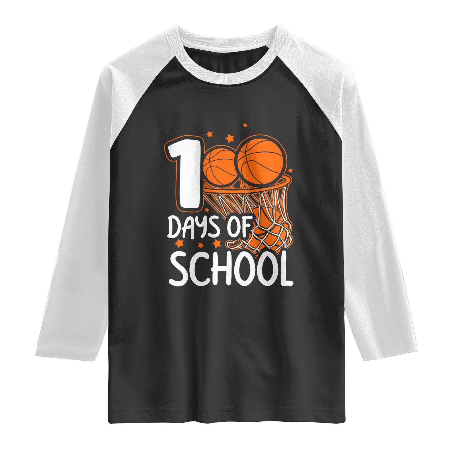 100 Days of Rocking School Basketball Raglan Shirt Cool Kids Sports Gift TS01 Black White Print Your Wear