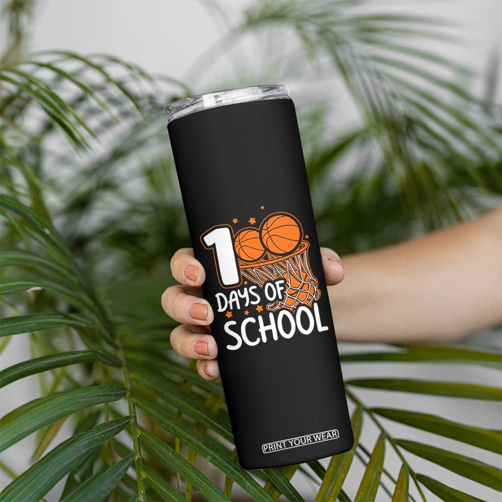 100 Days of Rocking School Basketball Skinny Tumbler Cool Kids Sports Gift