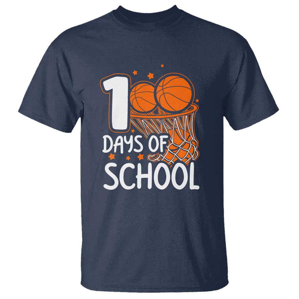 100th Day of School T Shirt Basketball Theme for Kids TS01 Navy Print Your Wear