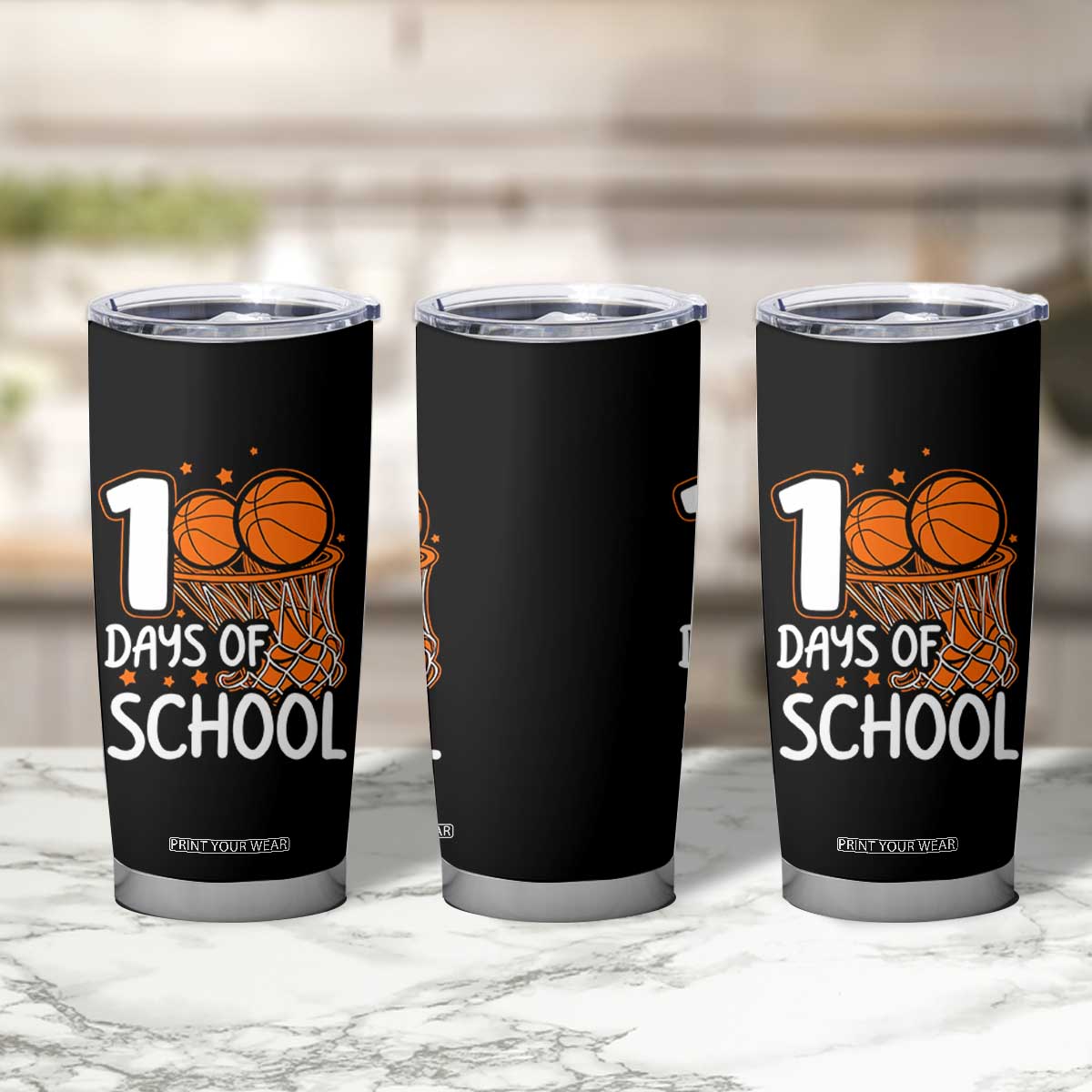 100 Days of Rocking School Basketball Tumbler Cup Cool Kids Sports Gift