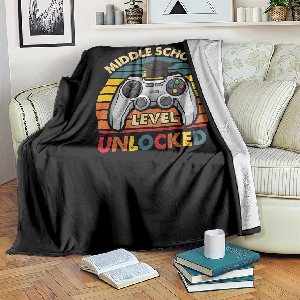 Middle School Level Unlocked Throw Blanket Funny Gamer First Day of Middle School