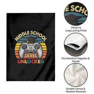 Middle School Level Unlocked Garden Flag Funny Gamer First Day of Middle School