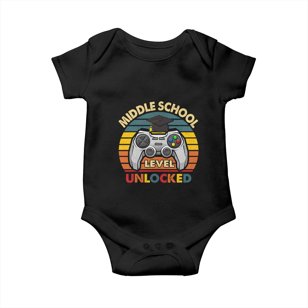 Middle School Level Unlocked Baby Onesie Funny Gamer First Day of Middle School