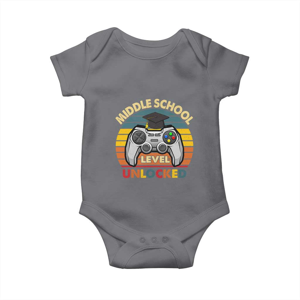 Middle School Level Unlocked Baby Onesie Funny Gamer First Day of Middle School