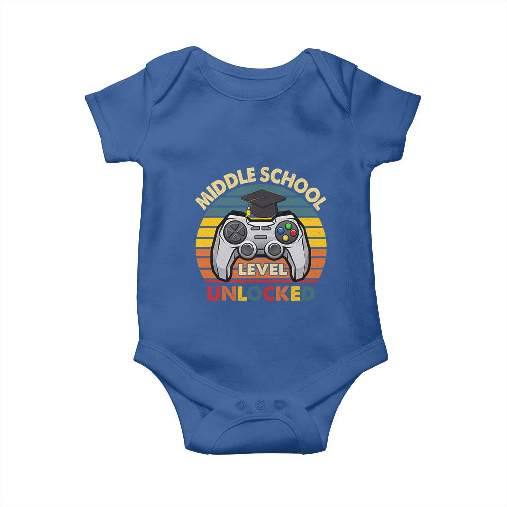 Middle School Level Unlocked Baby Onesie Funny Gamer First Day of Middle School
