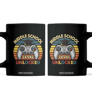 Middle School Level Unlocked Coffee Mug Funny Gamer First Day of Middle School
