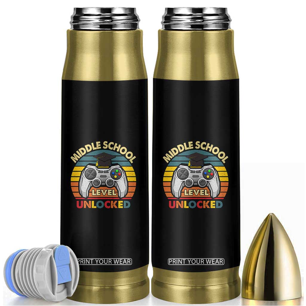 Middle School Level Unlocked Bullet Tumbler Funny Gamer First Day of Middle School TS01 Black Print Your Wear