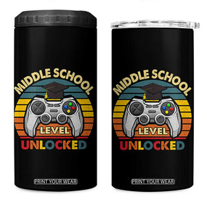 Middle School Level Unlocked 4 in 1 Can Cooler Tumbler Funny Gamer First Day of Middle School