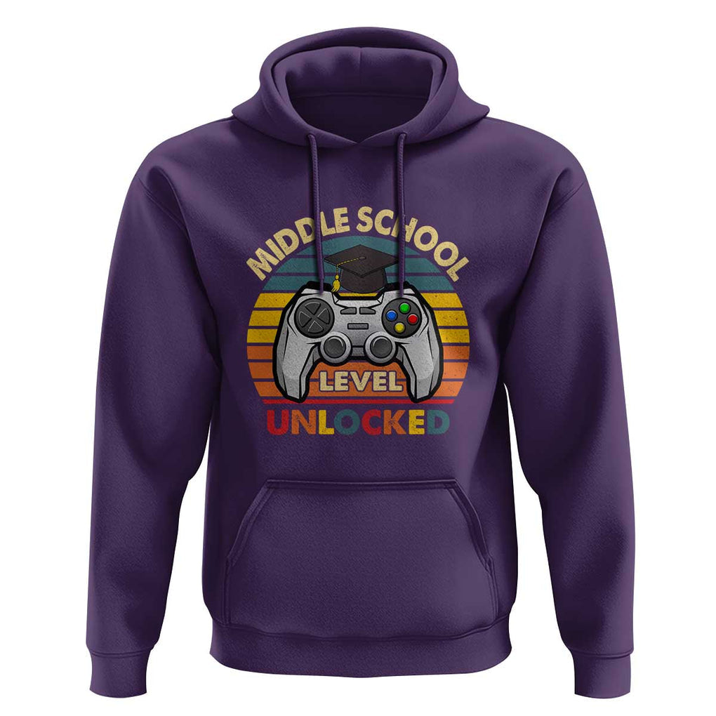Middle School Level Unlocked Hoodie Happy First Day of Middle School TS01 Purple Print Your Wear