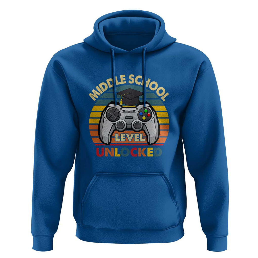 Middle School Level Unlocked Hoodie Happy First Day of Middle School TS01 Royal Blue Print Your Wear