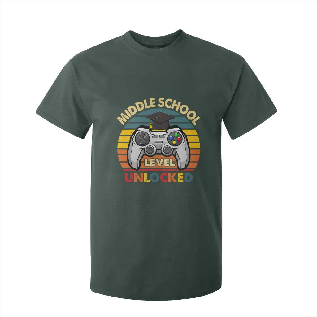 Middle School Level Unlocked T Shirt For Kid Funny Gamer First Day of Middle School