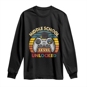 Middle School Level Unlocked Long Sleeve Shirt Funny Gamer First Day of Middle School