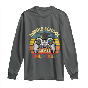 Middle School Level Unlocked Long Sleeve Shirt Funny Gamer First Day of Middle School