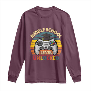 Middle School Level Unlocked Long Sleeve Shirt Funny Gamer First Day of Middle School
