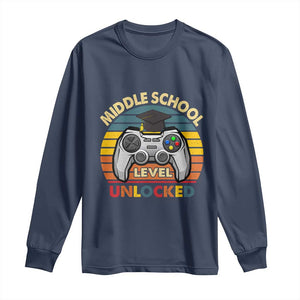 Middle School Level Unlocked Long Sleeve Shirt Funny Gamer First Day of Middle School