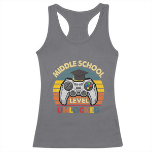 Middle School Level Unlocked Racerback Tank Top Funny Gamer First Day of Middle School