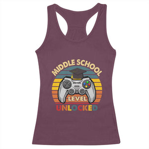 Middle School Level Unlocked Racerback Tank Top Funny Gamer First Day of Middle School