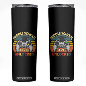 Middle School Level Unlocked Skinny Tumbler Funny Gamer First Day of Middle School