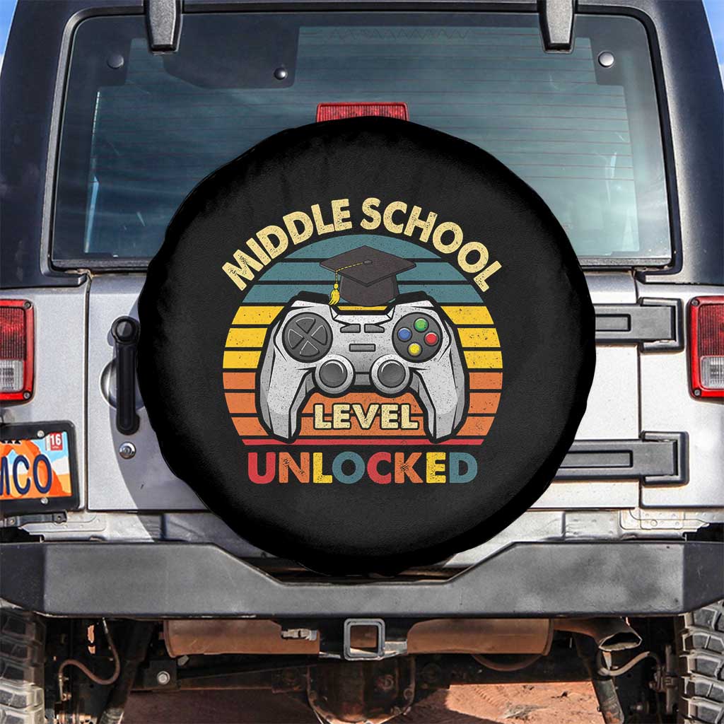 Middle School Level Unlocked Spare Tire Cover Funny Gamer First Day of Middle School