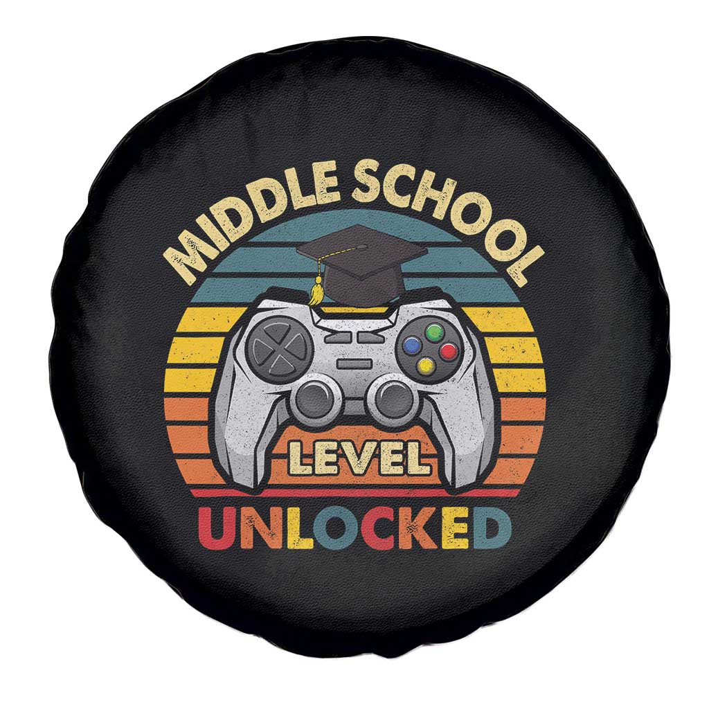 Middle School Level Unlocked Spare Tire Cover Funny Gamer First Day of Middle School