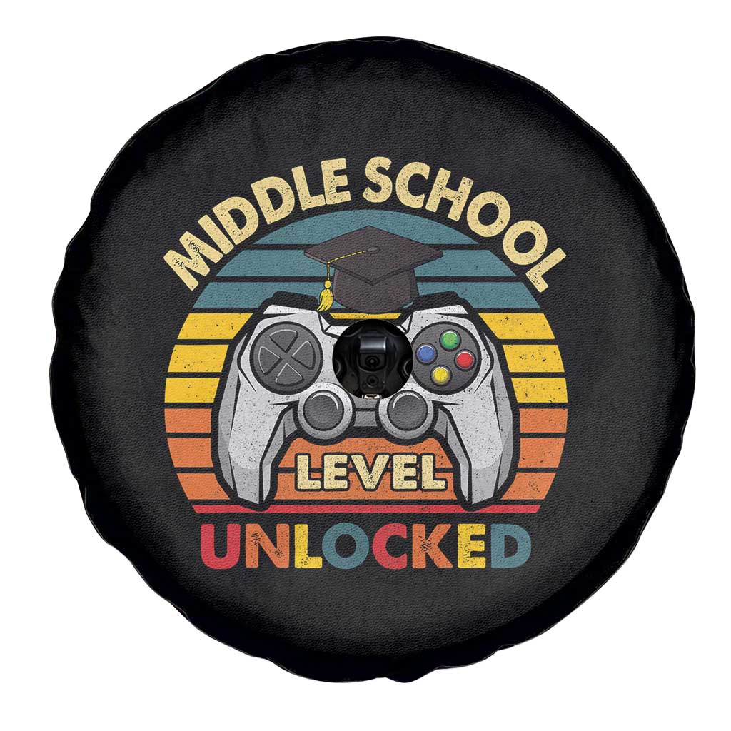 Middle School Level Unlocked Spare Tire Cover Funny Gamer First Day of Middle School