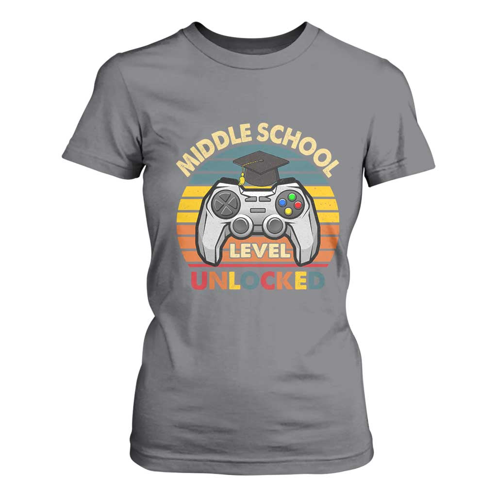 Middle School Level Unlocked T Shirt For Women Funny Gamer First Day of Middle School