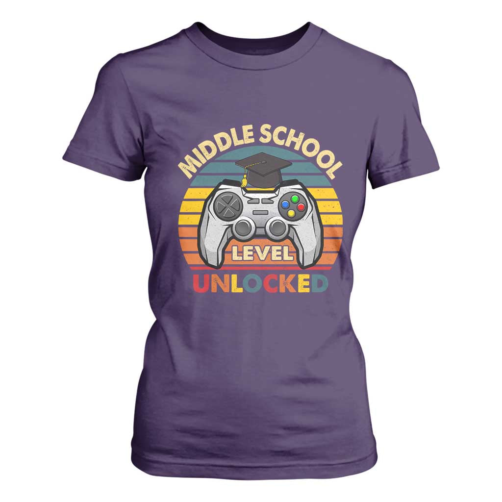 Middle School Level Unlocked T Shirt For Women Funny Gamer First Day of Middle School