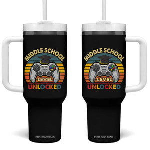 Middle School Level Unlocked Tumbler With Handle Funny Gamer First Day of Middle School