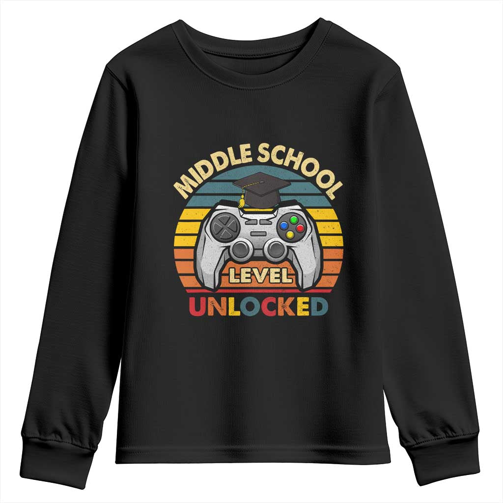 Middle School Level Unlocked Youth Sweatshirt Funny Gamer First Day of Middle School
