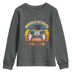 Middle School Level Unlocked Youth Sweatshirt Funny Gamer First Day of Middle School