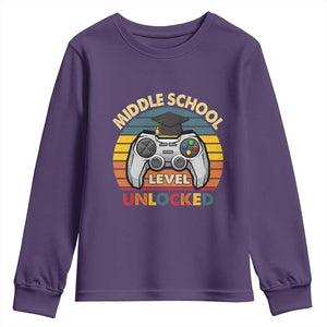 Middle School Level Unlocked Youth Sweatshirt Funny Gamer First Day of Middle School