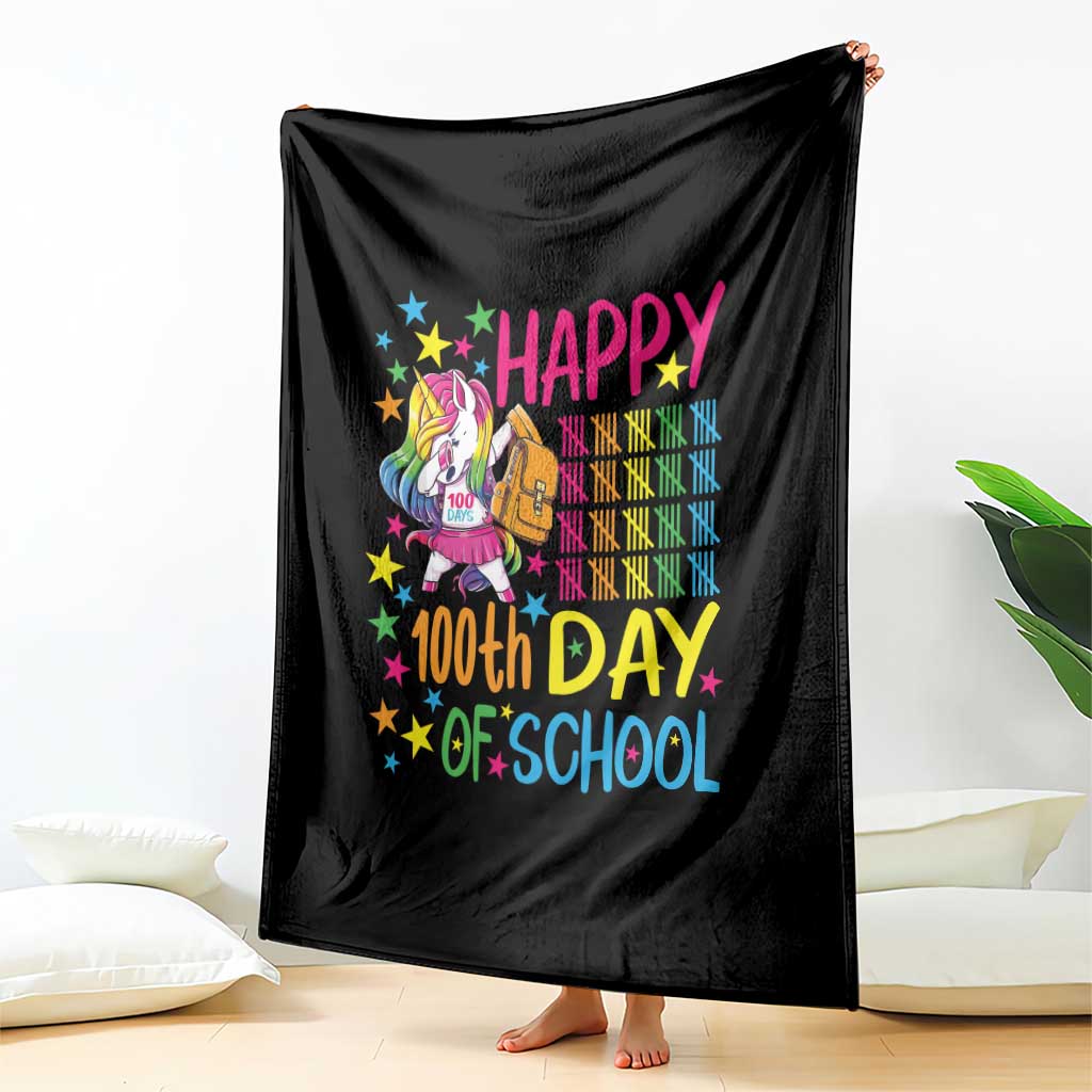 Happy 100th Day of School Unicorn Throw Blanket Magical Girls Celebration Gift